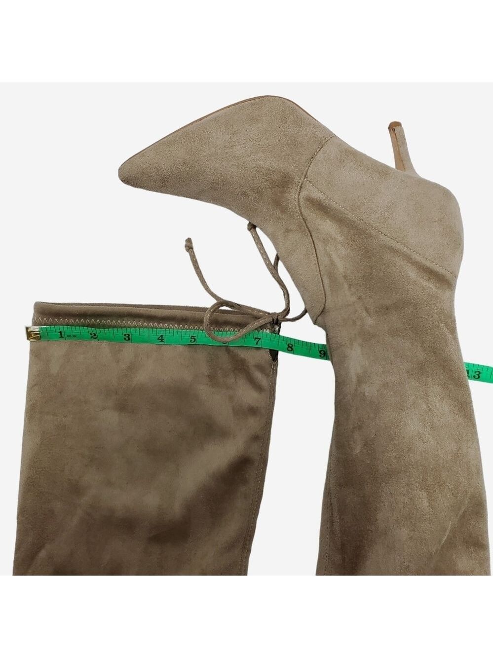 Suede Pointed Toe Over The Knees Thigh High Stretchy Heeled Boot - Picture 7 of 16